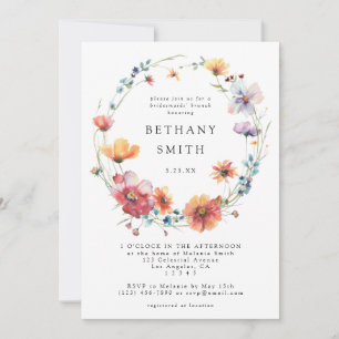 Rustic Watercolor Wildflower Bridesmaids Brunch Invitation