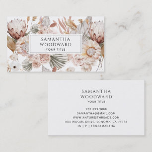 Rustic Watercolor Wildflower Cream Terracotta Business Card