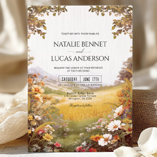 Rustic Watercolor Wildflower Meadow Wedding  Invitation