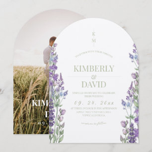 Rustic Watercolor Wildflower Photo Wedding Invitation