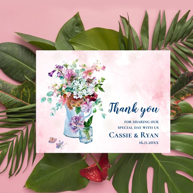 Rustic Watercolor Wildflower Wedding Thank You Postcard (Rustic Watercolor Wildflower Wedding Thank You Postcard)