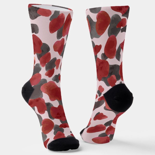 Rustic Watercolor Winter Animal Print Socks (Angled)