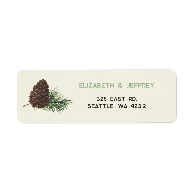 Rustic Watercolor Winter Forest Pine Cone Wedding (Front)