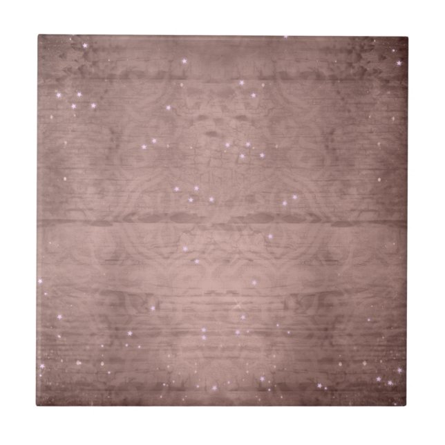 Rustic Watercolor Wood with Sparkles Tile (Front)