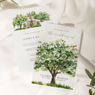 Rustic Watercolor Wooden Barn Wedding Invitation