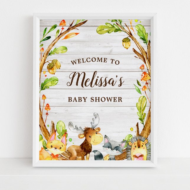 Rustic Watercolor Woodland Animals Welcome Poster (Creator Uploaded)