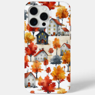 Rustic Watercolor woodland Village Pattern iPhone 15 Pro Max Case