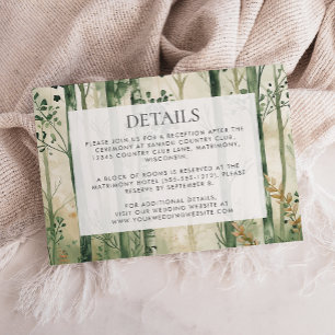 Rustic Watercolor Woodland Wedding Details Enclosure Card