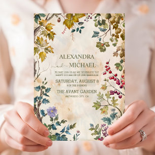 Rustic Watercolor Woodland Wedding Invitation