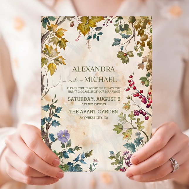 Rustic Watercolor Woodland Wedding Invitation (Creator Uploaded)
