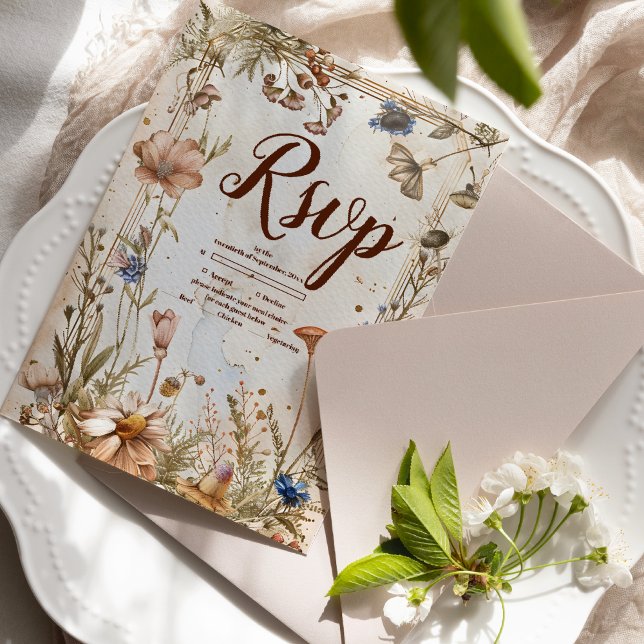 Rustic Watercolor Woodland Wedding RSVP Card (Creator Uploaded)