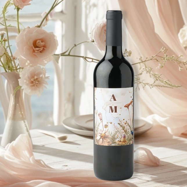 Rustic Watercolor Woodland Wedding Wine Label (Creator Uploaded)