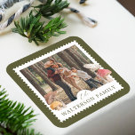 Rustic Watercolor Woodsy Mushrooms Photo Stamp Square Sticker<br><div class="desc">Embrace the whimsy of the season with our enchanting watercolor woodland woodsy mushroom photo sticker! It's the perfect way to send a little artistic magic to your loved ones this holiday season. Our whimsical and charming design is bursting with our hand-painted watercolor mushrooms, winter greenery, and berries. Spread joy and...</div>