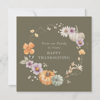 Rustic Watercolour Floral Happy Thanksgiving Card