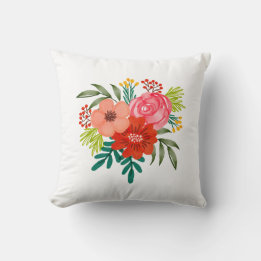 Rustic Watercolour Flowers Christmas  Cushion