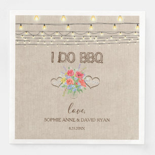 Rustic Watercolour Meadow Wild Flowers I DO BBQ Napkin