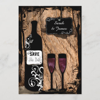 Rustic Watercolour Wine Bottle Save the Date