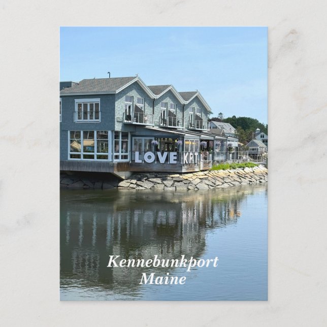 Rustic waterfront buildings in Kennebunkport Maine Holiday Postcard (Front)