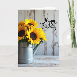 Rustic Watering Can Birthday Card