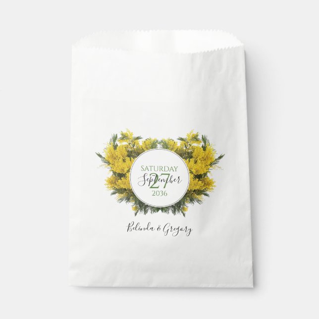 Rustic Wattle Acacia Wedding   Favour Bags (Front)