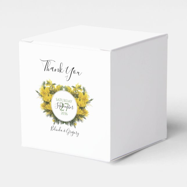 Rustic Wattle Acacia Wedding Favour Box (Front Side)