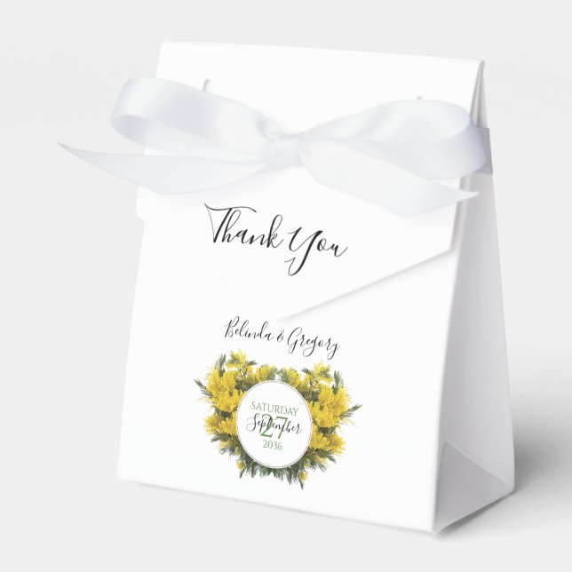 Rustic Wattle Acacia Wedding Favour Box (Front Side)