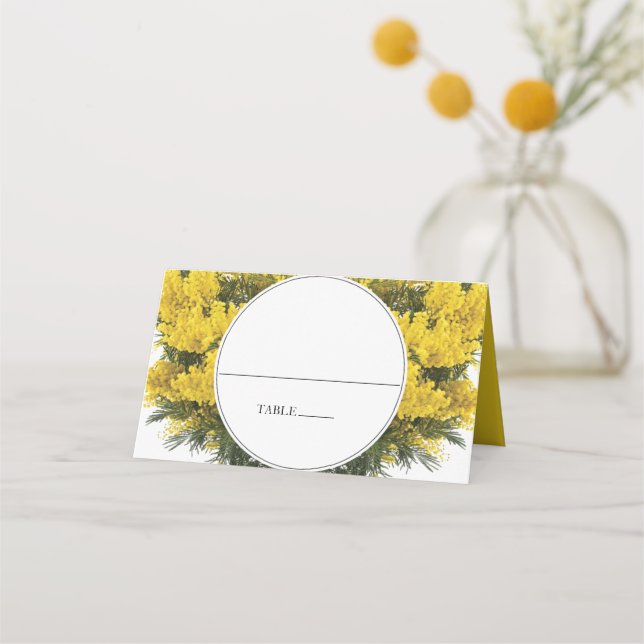 Rustic Wattle Acacia Wedding Place Card (Front)