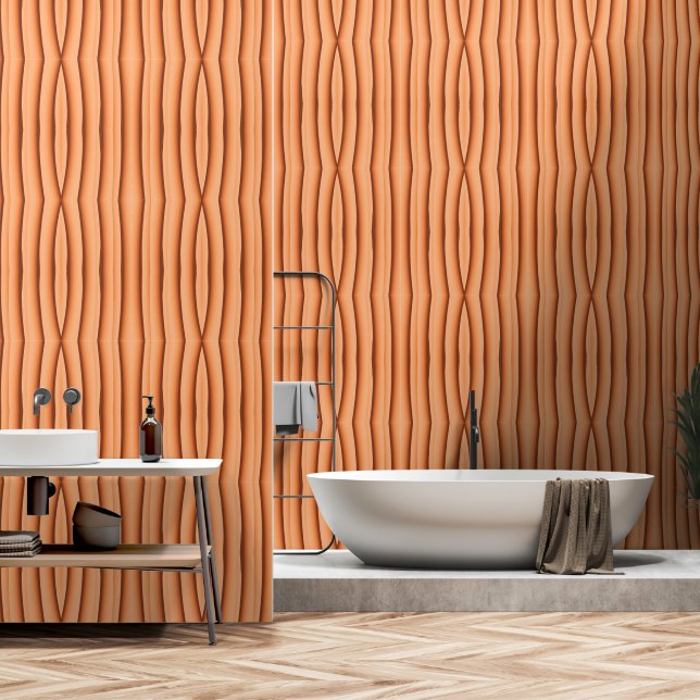 Rustic Wave Minimalist Tubes Wallpaper (Bathroom)