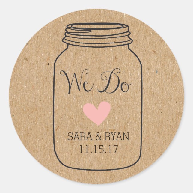 Rustic, "We Do" Stickers with Mason Jar (Front)