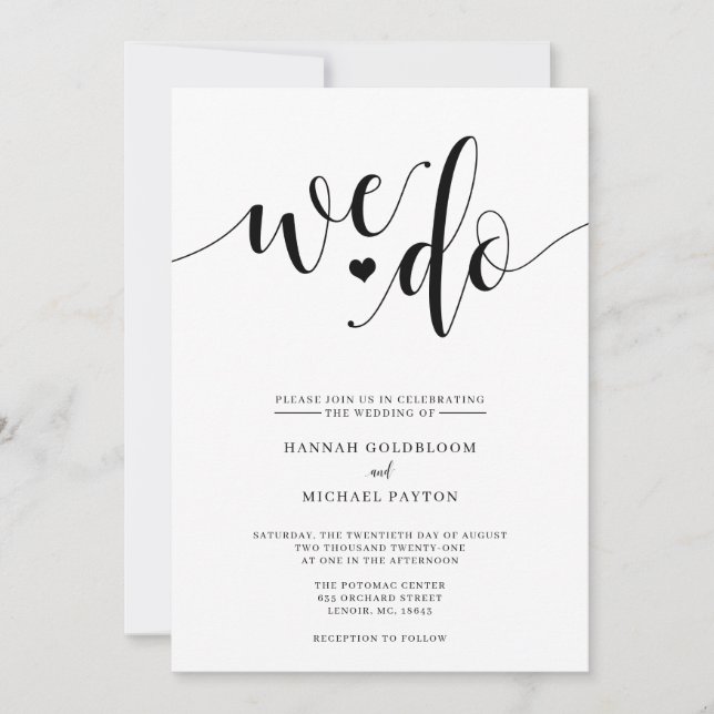 Rustic We Do Wedding Invitation (Front)