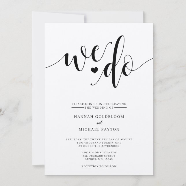 Rustic We Do Wedding Invitation (Front)