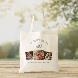 Rustic WE LOVE YOU NANA Grandmother Photo Collage Tote Bag