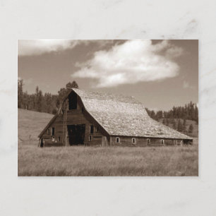 Rustic Weathered Barn Sephia Postcard
