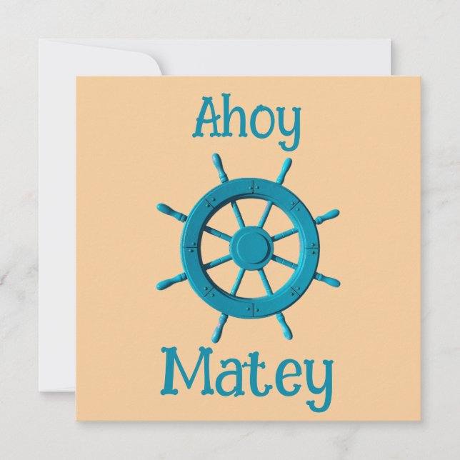 Rustic Weathered Boat Steering Wheel Photo Image Card (Front)