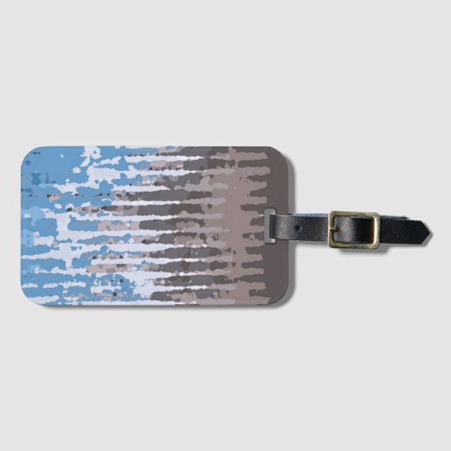 Rustic Weathered/ Brown Blue Design Luggage Tag (Front Horizontal)