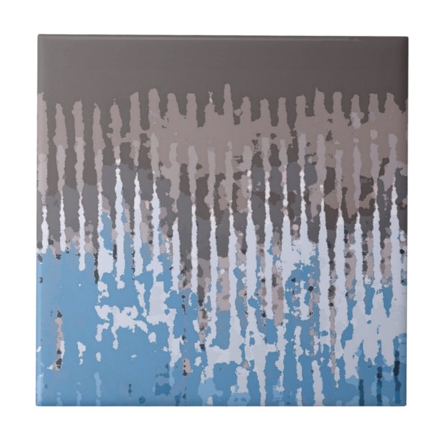 Rustic Weathered/ Brown Blue Design Tile (Front)