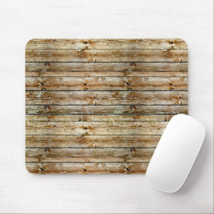 Rustic Weathered Brown Wood Plank Seamless Pattern Mouse Pad