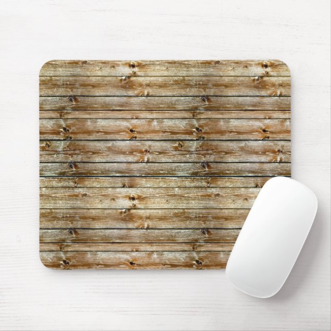 Rustic Weathered Brown Wood Plank Seamless Pattern Mouse Pad (With Mouse)