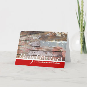 Rustic Weathered Sailboat Wood Planks Nautical Holiday Card