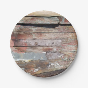 Rustic Weathered Sailboat Wood Planks Nautical Paper Plate