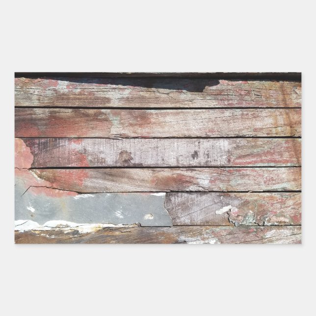 Rustic Weathered Sailboat Wood Planks Nautical Rectangular Sticker (Front)