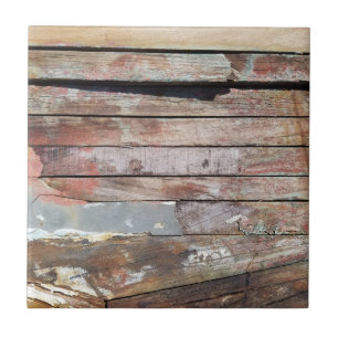 Rustic Weathered Sailboat Wood Planks Nautical Tile