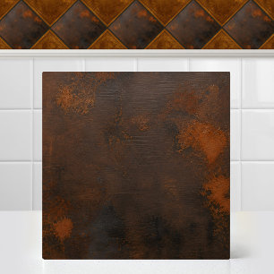 Rustic Weathered Steel Oxidised Copper Texture Tile