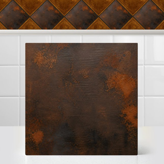 Rustic Weathered Steel Oxidised Copper Texture Tile (Rustic Weathered Steel Oxidized Copper Texture Ceramic Tile)