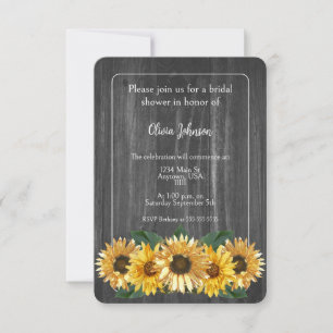 Rustic Weathered Sunflower Bridal Shower Invitation