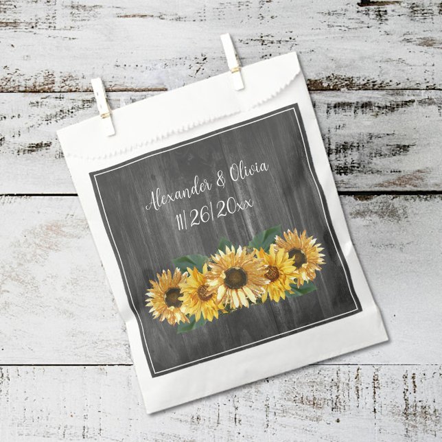 Rustic Weathered Sunflower Wedding Favour Bag (Weathered Rustic Sunflower Wedding Favor Bags)