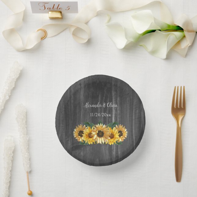 Rustic Weathered Sunflower Wedding Paper Bowls Paper Plate (Wedding)