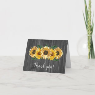 Rustic Weathered Sunflower Wedding Thank You