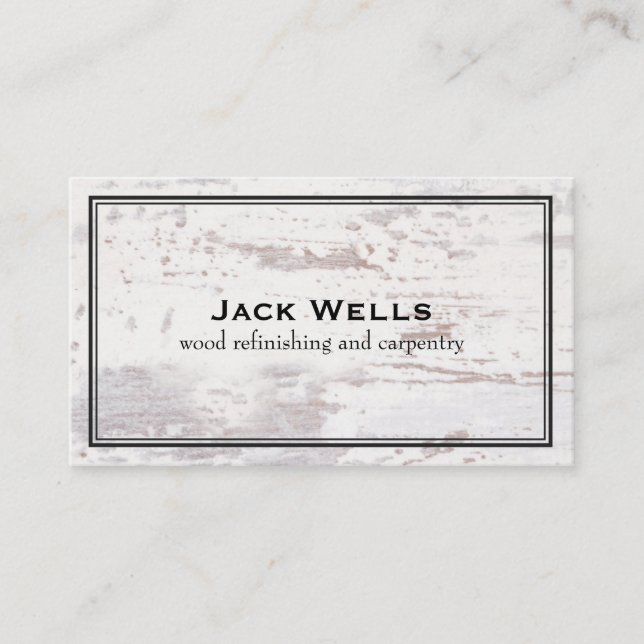 Rustic Weathered White Wood Country and Nature Business Card (Front)