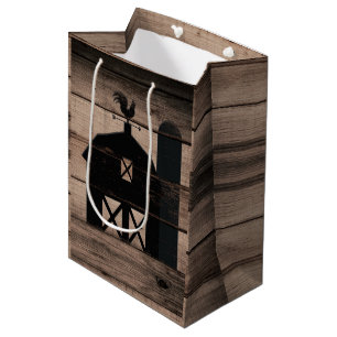 Rustic Weathered Wood Black Barn Country Wedding Medium Gift Bag